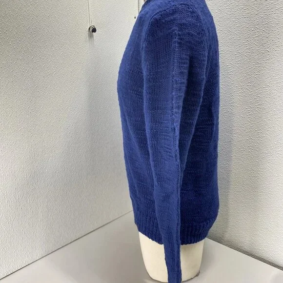 Brooksfield Men’s Slub Wool Crew Neck Knit Sweater – Navy, Size M - Picture 8 of 12